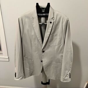 Michael Kors Designer Luxury Mens 40R Two Button Blazer Jacket Light Stone Gray